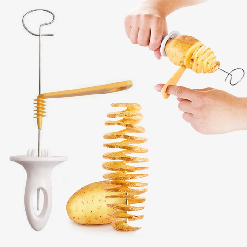 

Stainless Steel Plastic Rotate Potato Slicer Twisted Potato Spiral Slice Cutter Creative Vegetable Tool Kitchen Gadgets