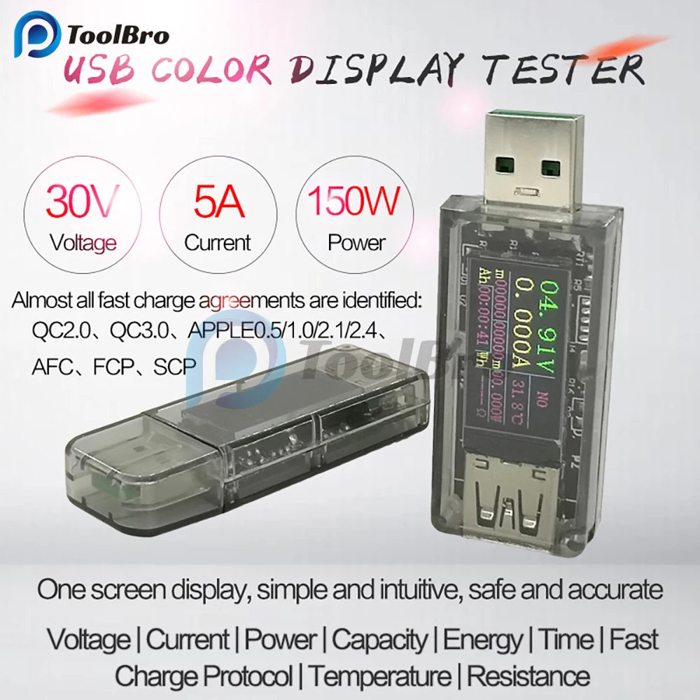 

USB-тестер, 1500 Вт, 30 в, 5 А