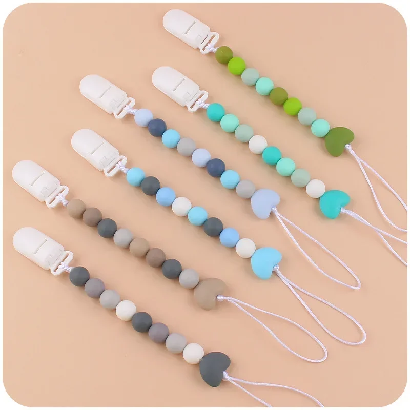 Пластиковый держатель-пустышка для младенцев силиконовая цепочка в форме сердца