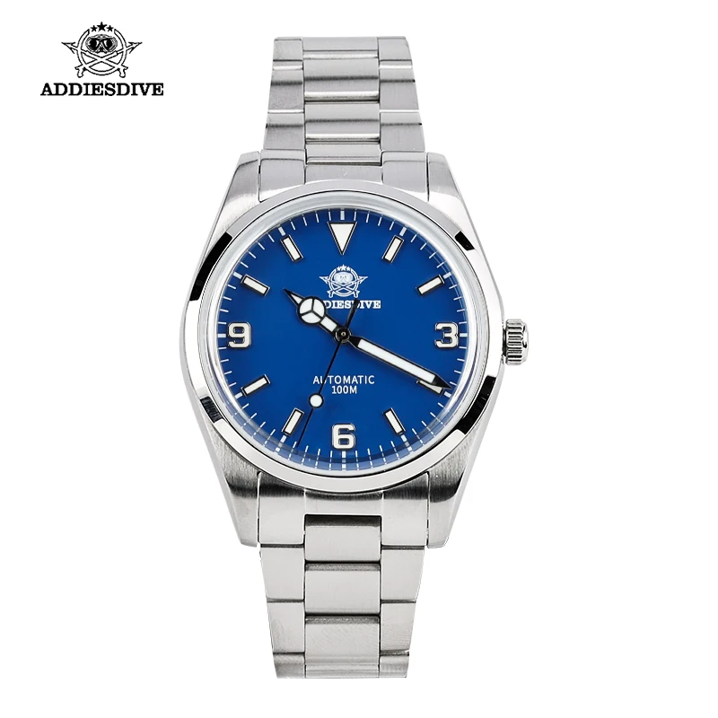 

Addiesidve Watch Vintage 39mm Explorer NH38 Movement Watches Men Automatic Mechanical Black Dial Leather Bracelet BGW9 10Bar