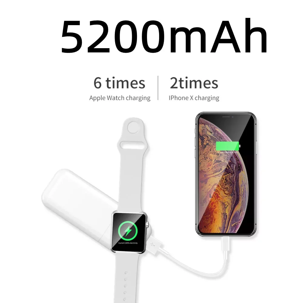 

Wireless Power Bank for iWatch Series External Battery 5200 mAh Mobile Spare Battery Portable Power Station Piggy Bank Poverbank