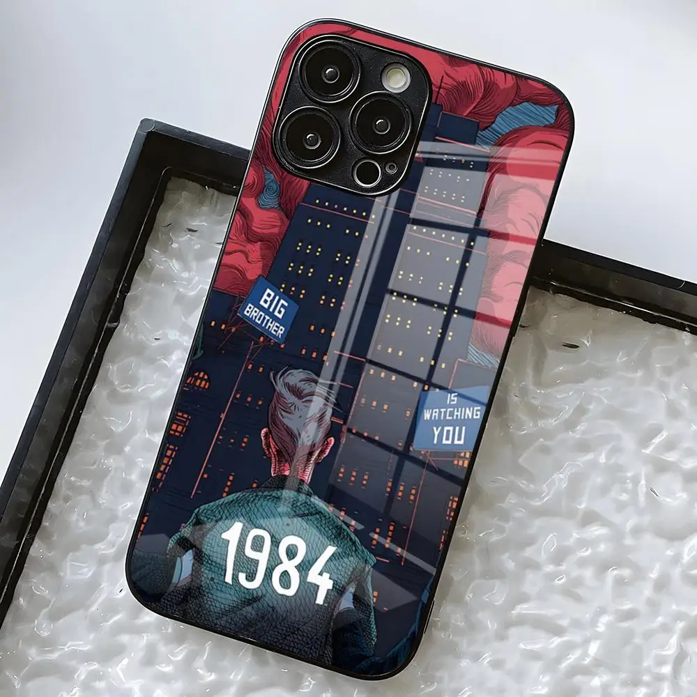 Фото Чехол для телефона Джордж Оруэлл 1984 года для iPhone 17 Pro Max 16 15 14 Pro Max 13 11 X Xs Xr 8 7Plus, стеклянная крышка №1