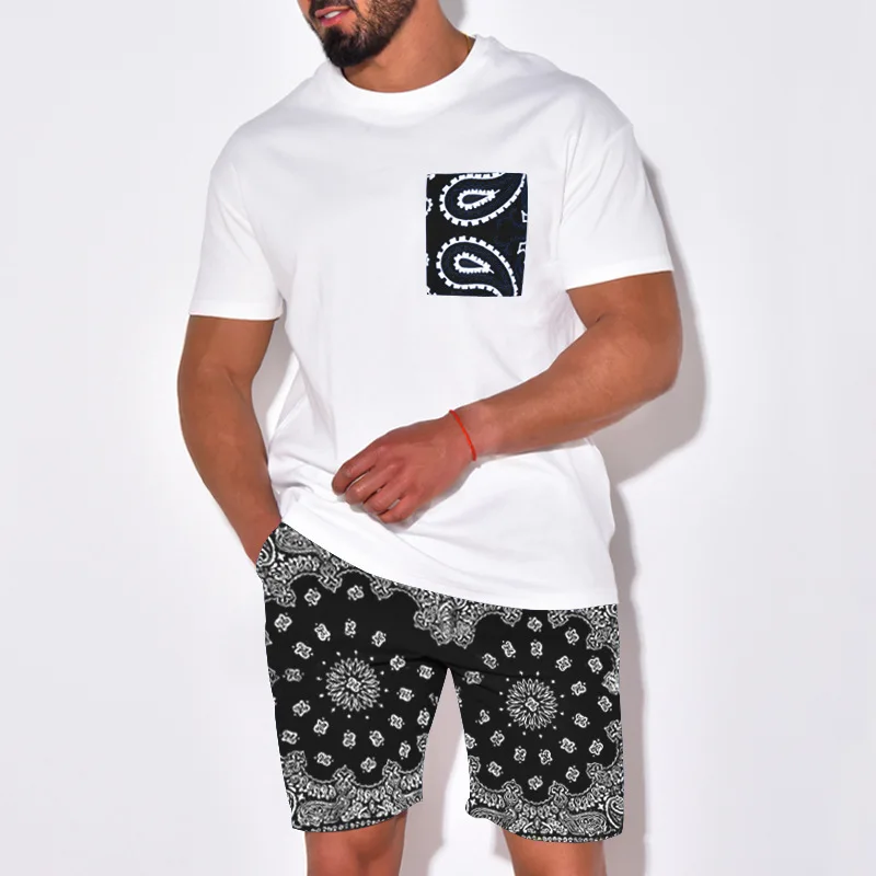 2023 Men's Casual Suit Paisley Printed Popular Short-Sleeved Shorts Two-Piece Suit Designer Clothes Hawaiian Sets