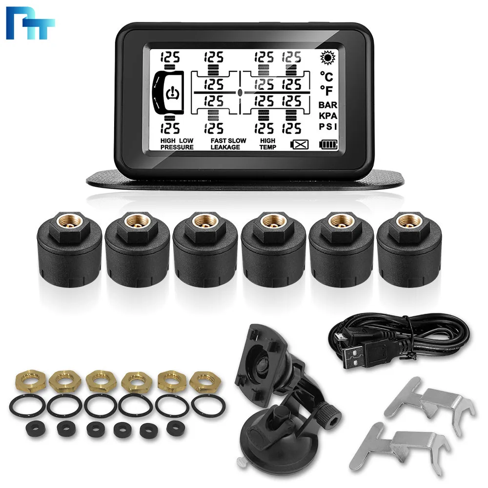 Система контроля давления в шинах XFNING-6 внешних датчиков (0-188 PSI) RV TPMS солнечная