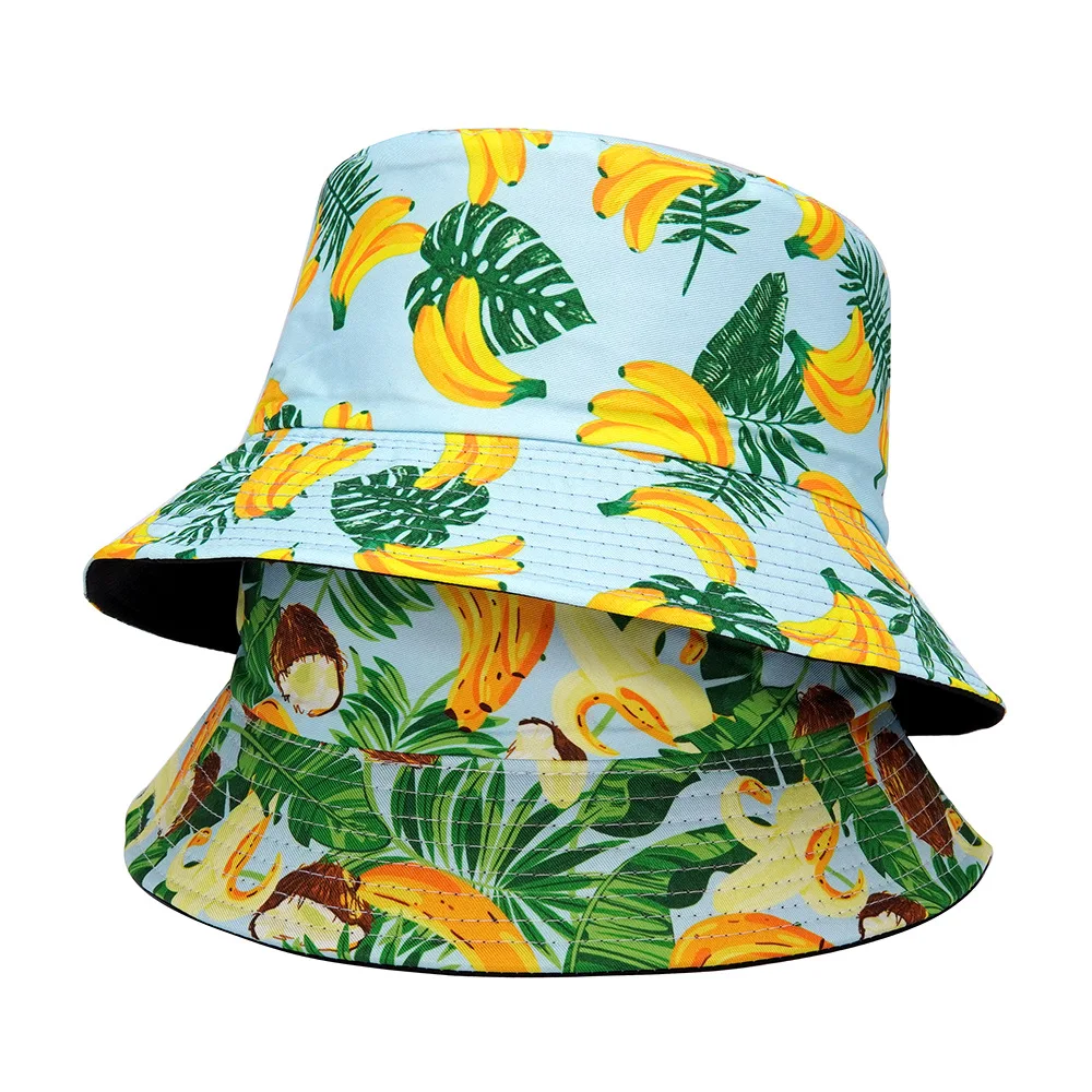 

Fashion Women Summer Bucket Hats Banana Pattern Hats Men Fisherman Cap Hat Outdoor Sunscreen Beach Hat Panama