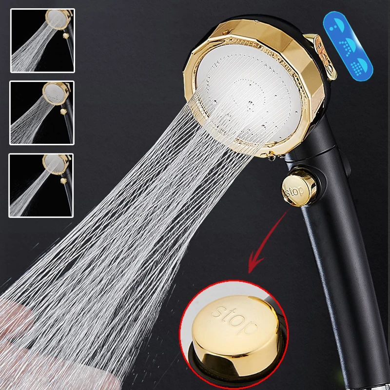 

High Pressure Rainfall Shower Head 3 Modes Handheld Adjustable Water Saving ShowerHead Pressurized Spray Bathroom Accessories