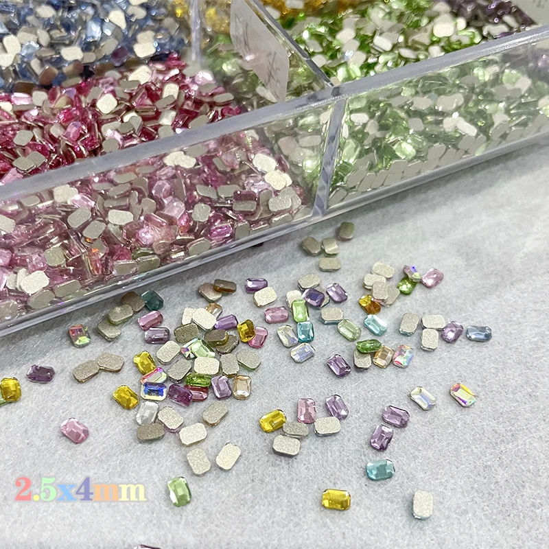 2.5x4MM Cute Mini Flat Back Re-octagona Glass Nail Art Rhinestone Crystal Apply To DIY Manicure Decoration Accessories