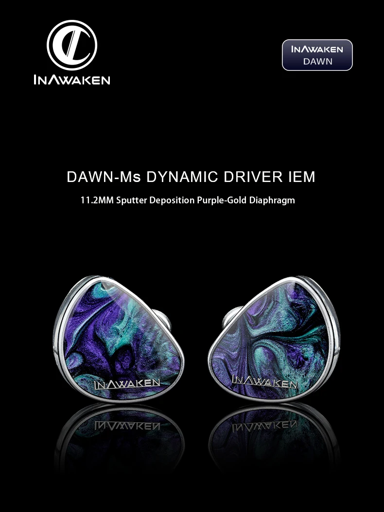 Фото Наушники-вкладыши INAWAKEN DAWN Ms Purple-Gold с динамическим драйвером и диафрагмой, с экранированным кабелем OFC, для аудиофилов и музыкантов №5