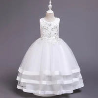4 12 years teens white bridesmaid piano dress kids clothes for girl children princess dress girl party wedding costume