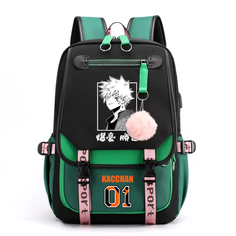 Горячий рюкзак Bakugou Katsuki Harajuku высококачественный с USB-потоком школьный в стиле