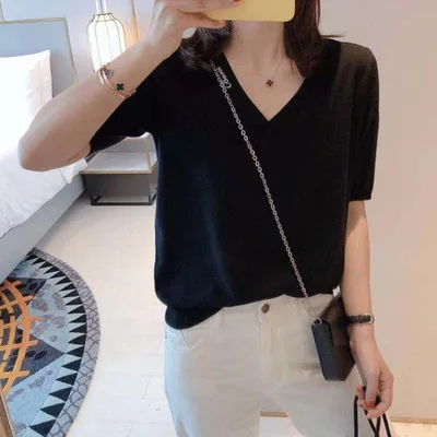 

ANEW Women's 2020 summer new ice silk base knit thin Joker loose