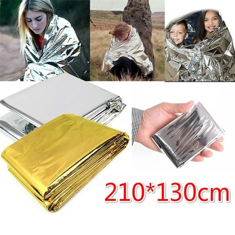 

210*130cm Outdoor Hiking Kits Camping Waterproof Emergency Mylar Survival Rescue Blanket