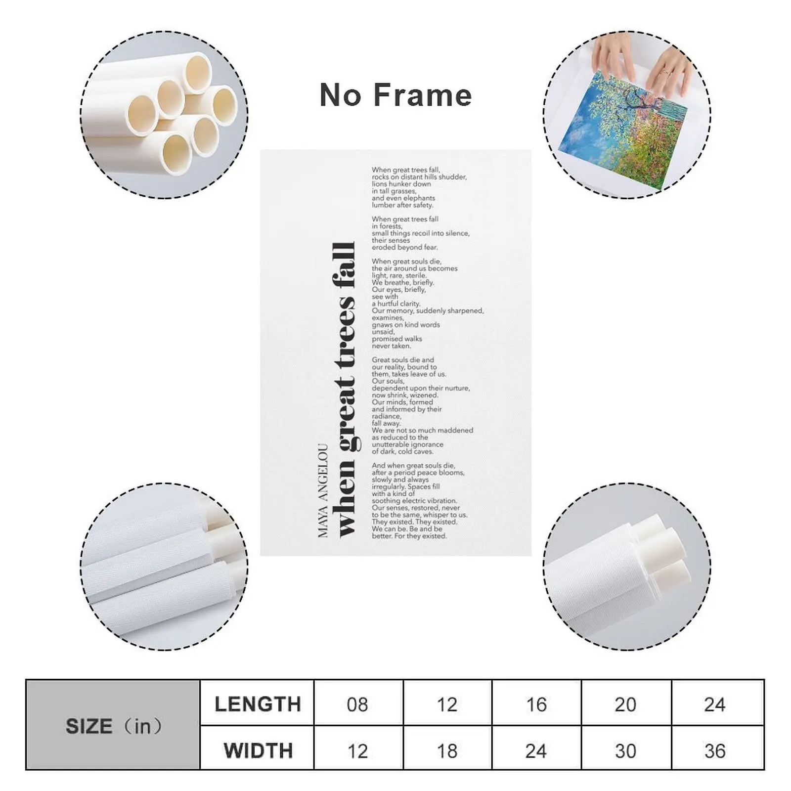 Печать на холсте &quotКогда великие деревья осень v2&quot Maya Angelou