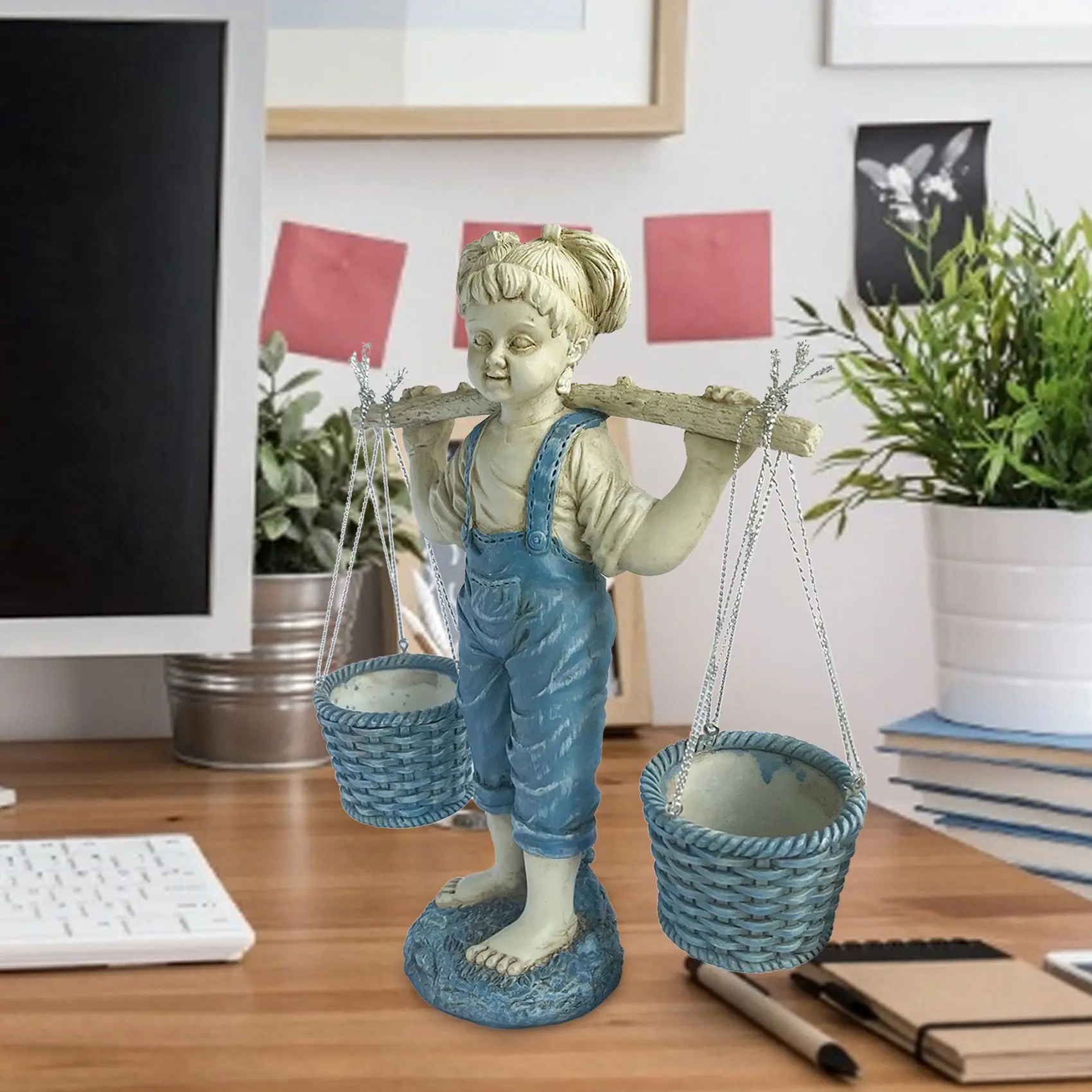 Цветы для Felicity садовая статуя маленькой девочки 2-цветные каменные садовые