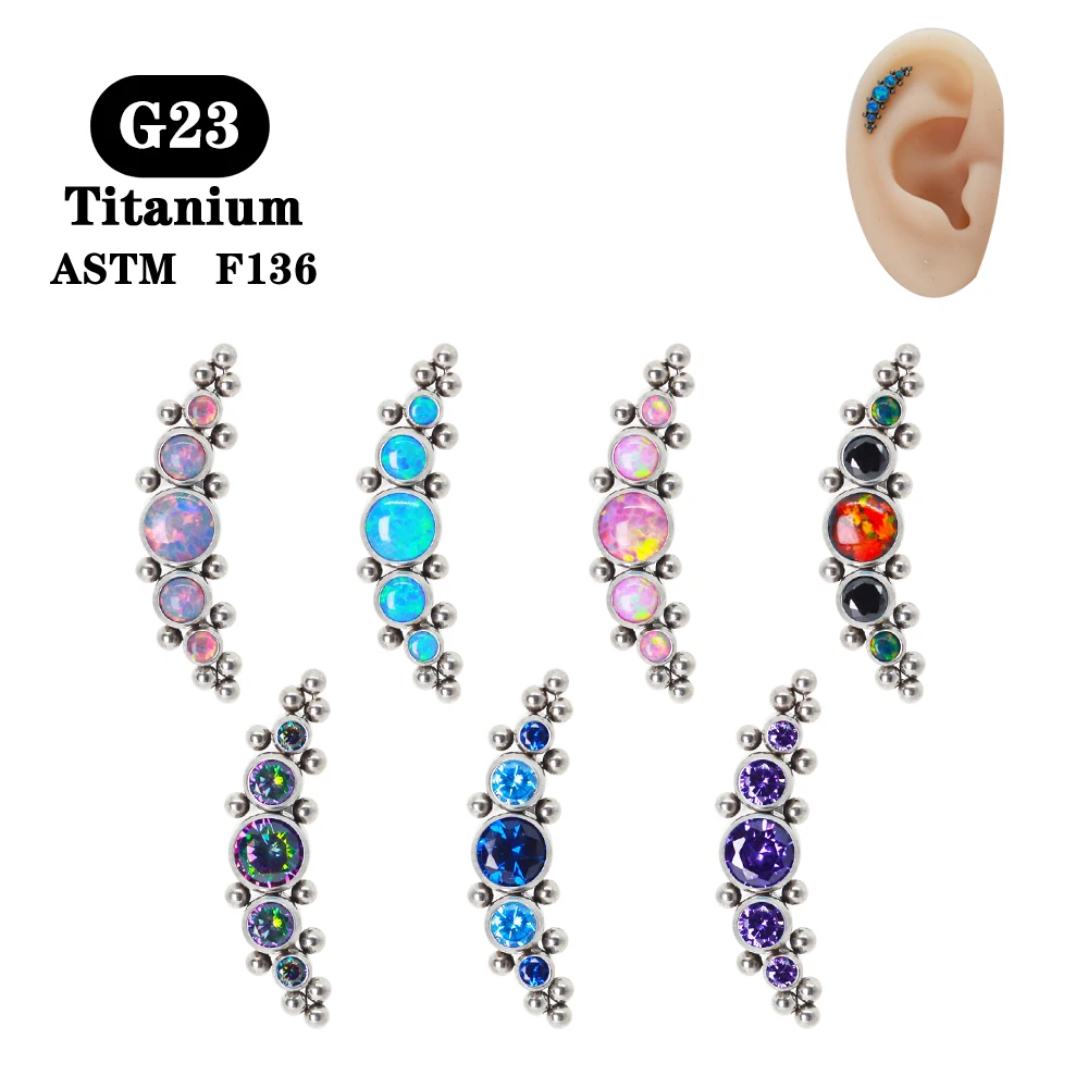 

1 Pcs G23 Ear Piercing Stud Earings Opal Fashion Jewelry Labret Rings Tragus Piercing Tiktok Trends Helix for Women Girls Gifts