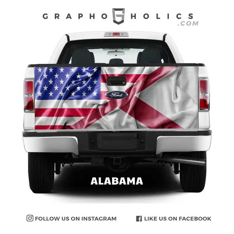 

Новинка! Высококачественные накидки на задние ворота грузовика, уникальный дизайн, пользовательская графика-Алабама