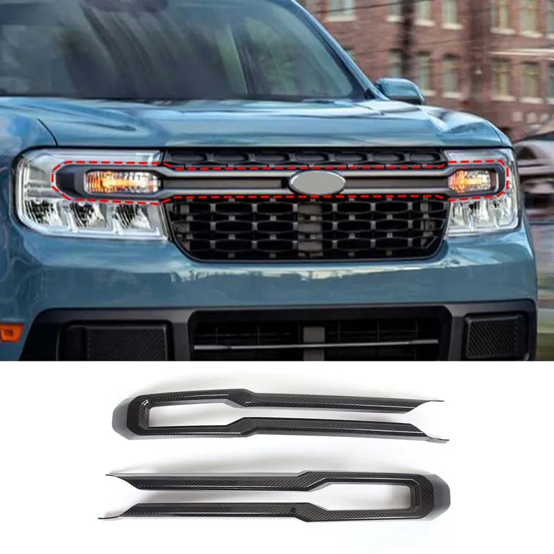 

For Ford Maverick 2022 Style Front Grille Trim Strips 2 Pcs Strip Cover Frame Car Decorations Stickers