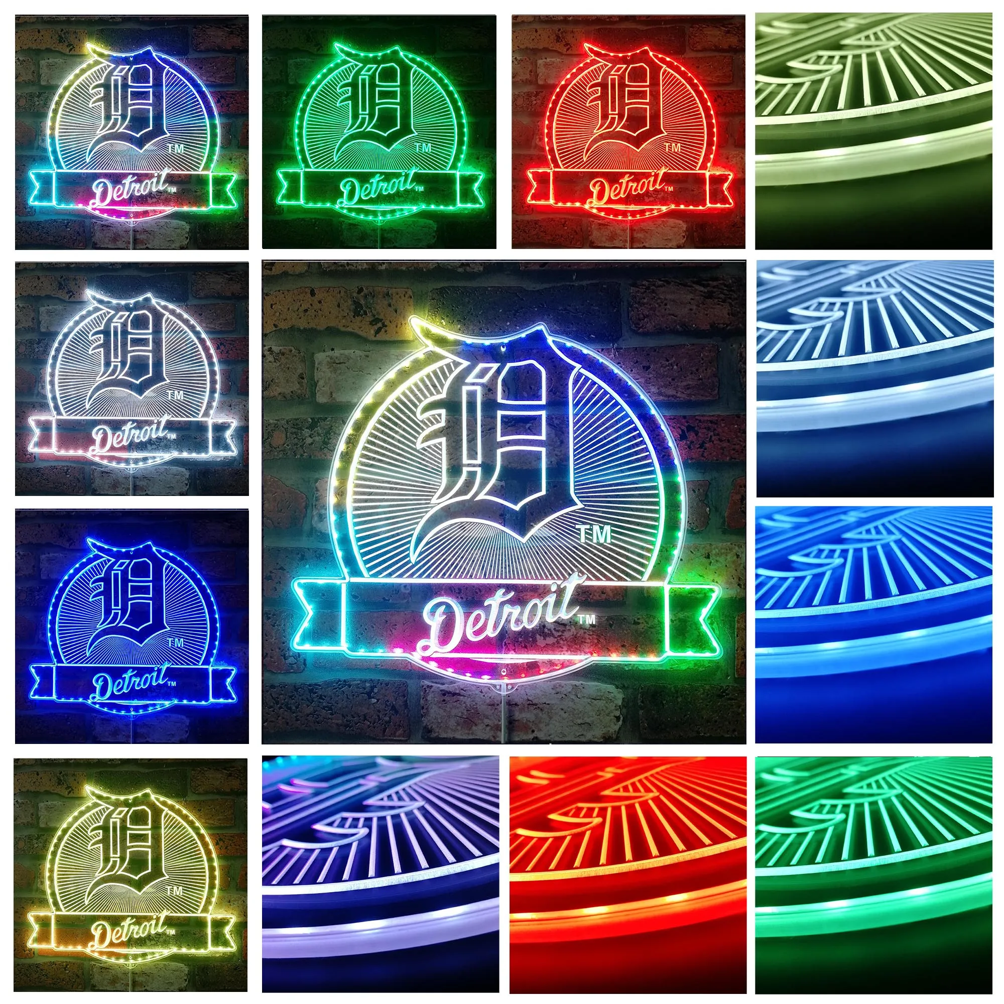 Фото Детройт Tigers Sports Bar Динамический светодиодный знак RGB Edge Lit №3