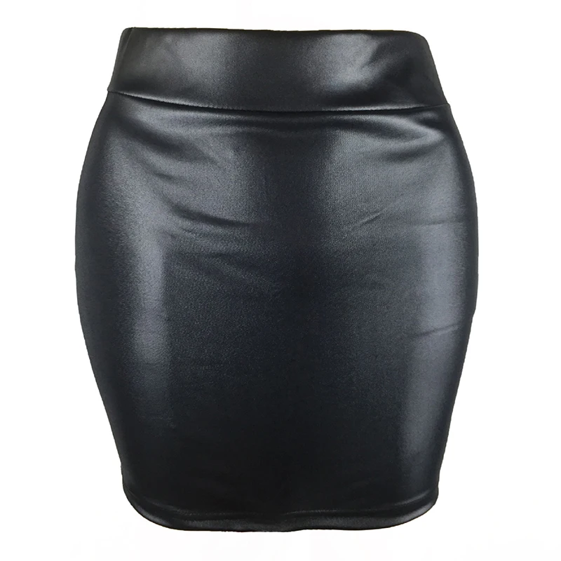 

Women Faux Leather Short Pencil Skirt Fashion Office Lady Elegant Workwear Sexy Bodycon High Waist Mini Skirt