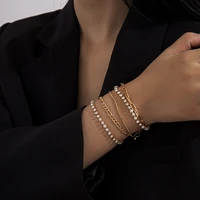 multi layer suit diamond inlaid bracelet retro micro inlaid fried dough twist chain ornament