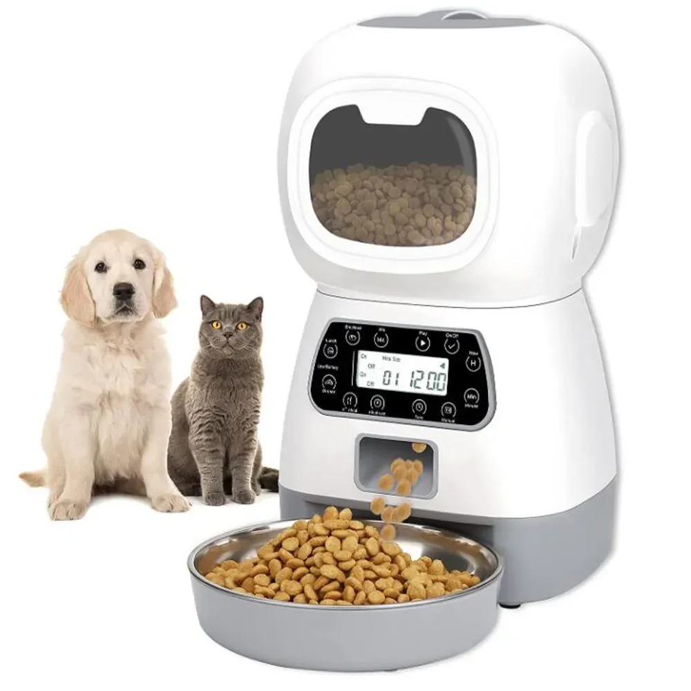 

Автоматическая кормушка для домашних животных, л, умный дозатор еды, чаша из нержавеющей стали с таймером для кошек и собак, автоматические товары для кормления домашних животных
