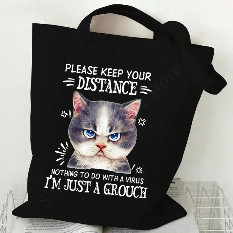 Женская Холщовая Сумка-тоут с животными кошками и юмористическими цитатами