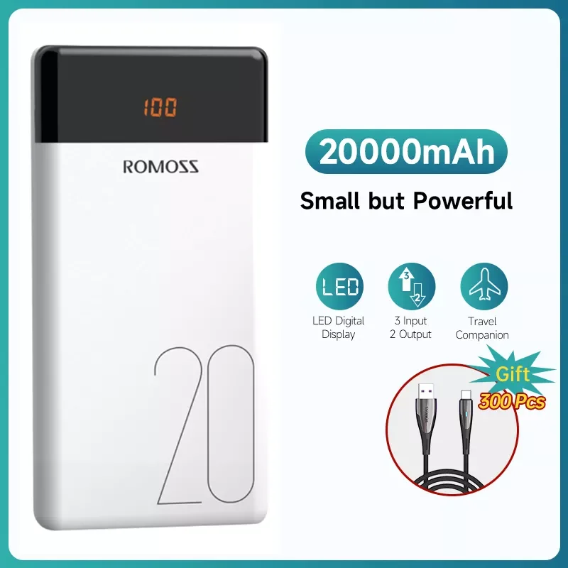 

NEW2023 ROMOSS Power Bank 20000mAh LT20 LT20PS Poverbank Portable Charger External Battery 20000mAh Powerbank for iPhone 13 Xiao