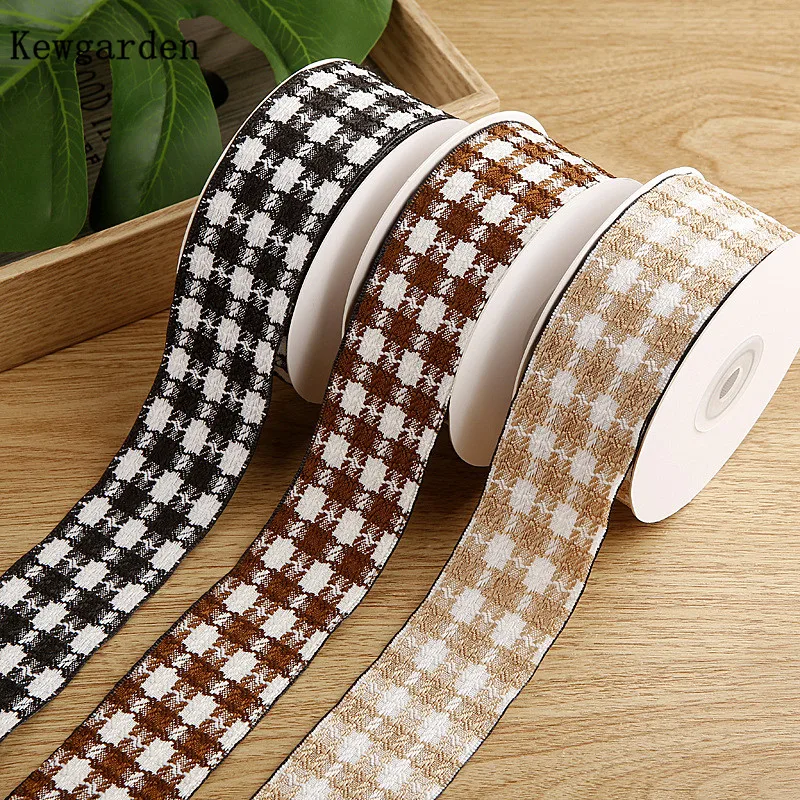 

Kewgarden 38mm 1-1/2" Plaid Ribbons DIY Hairbow Accessories Make Sewing Material Flower Packing Handmade Tape Crafts 10 Yards
