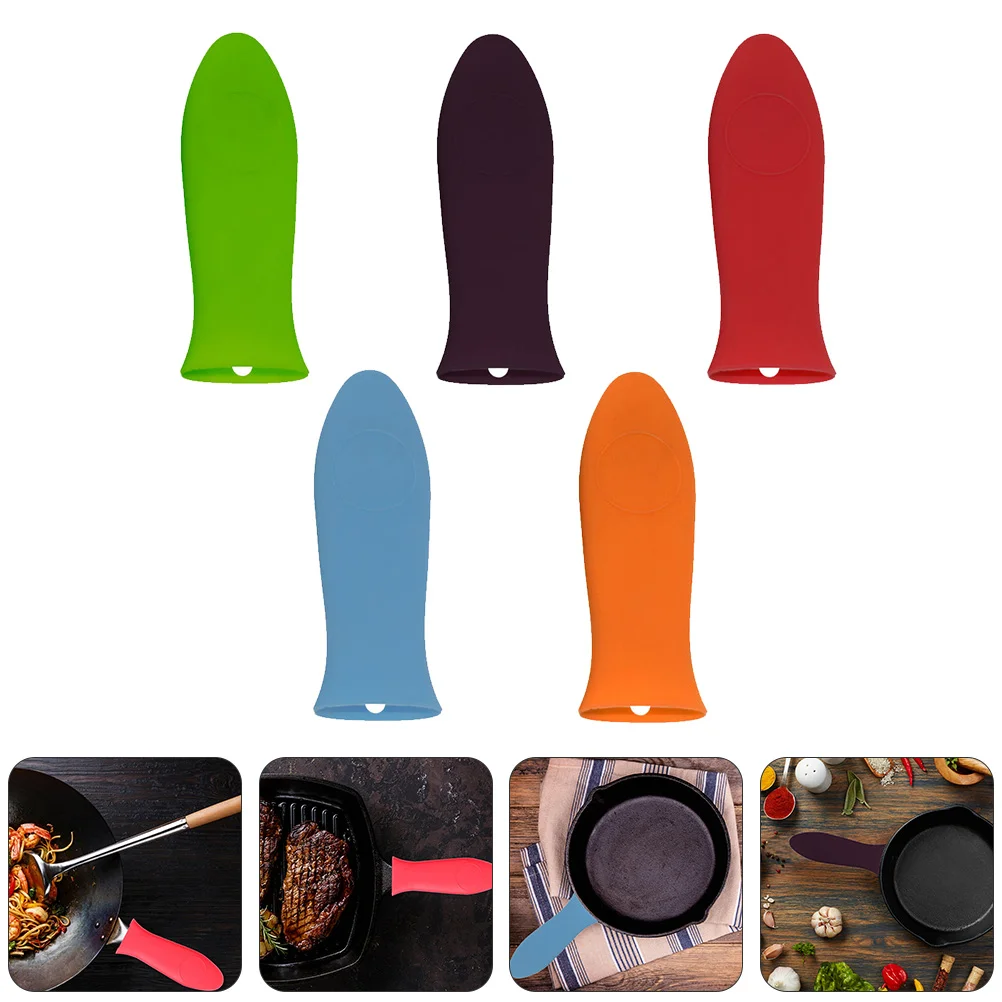 

Handle Pot Cover Hot Silicone Covers Pan Sleeve Holder Skillet Grip Cookware Resistant Handles Frying Insulated Iron Pans