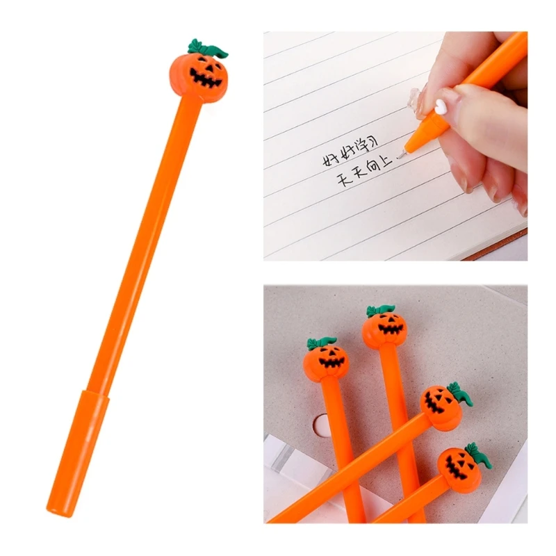 

Нейтральные ручки в форме тыквы, милые ручки в форме тыквы для Хэллоуина, черные гелевые чернила 0,5 мм, ручки для подписи, школьные и офисные принадлежности