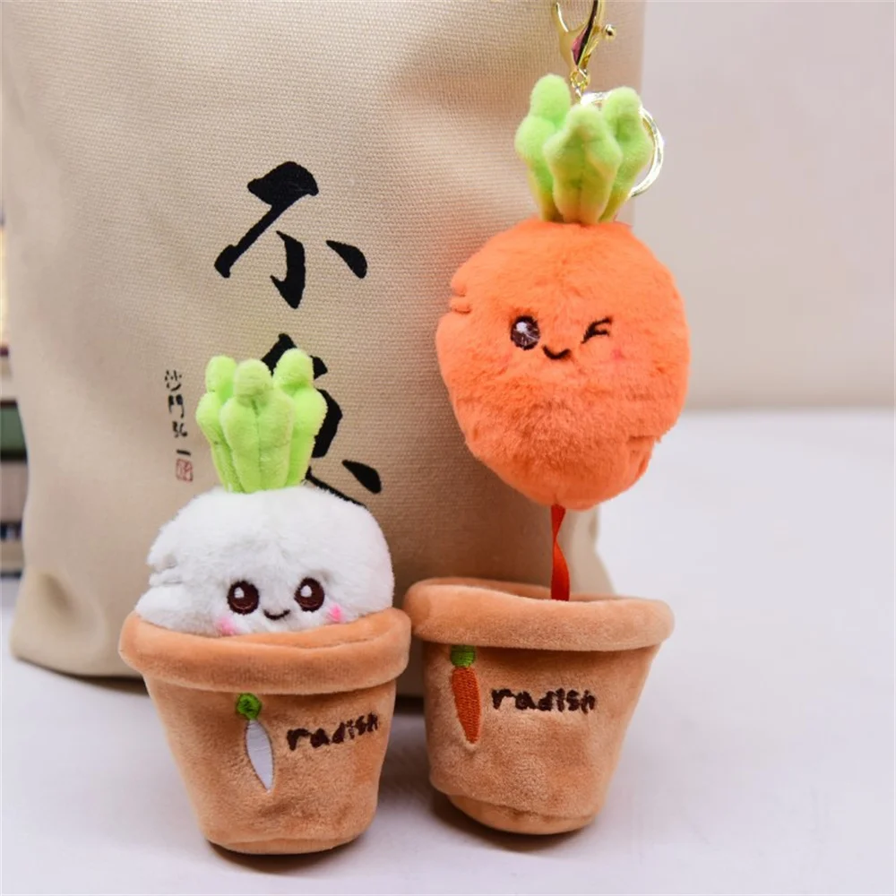 

12 Cm Ornament Creative Carrot Pulling Plush Keychain Toy Plush Toy Pp Cotton Filling Orange Decorations White Key Chain Pendant