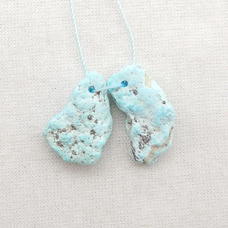 Женские серьги-гвоздики с бусинами, полудрагоценные серьги из бирюзового камня 3 г, 20 х11х4 мм