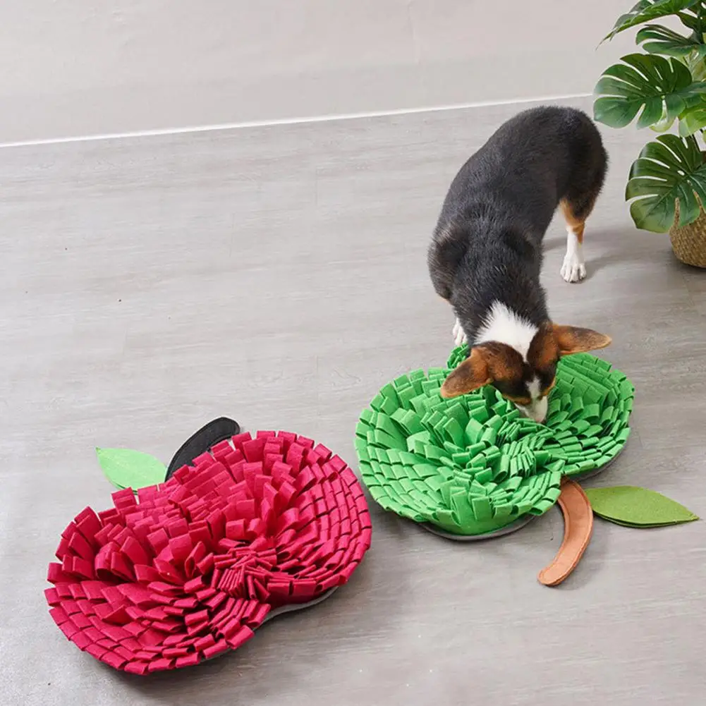 

Pet Sniffing Pad Durable Apple Shape Pet Dog Foraging Sniffing Blanket Toy Felt Cloth Dog Feeding Mat