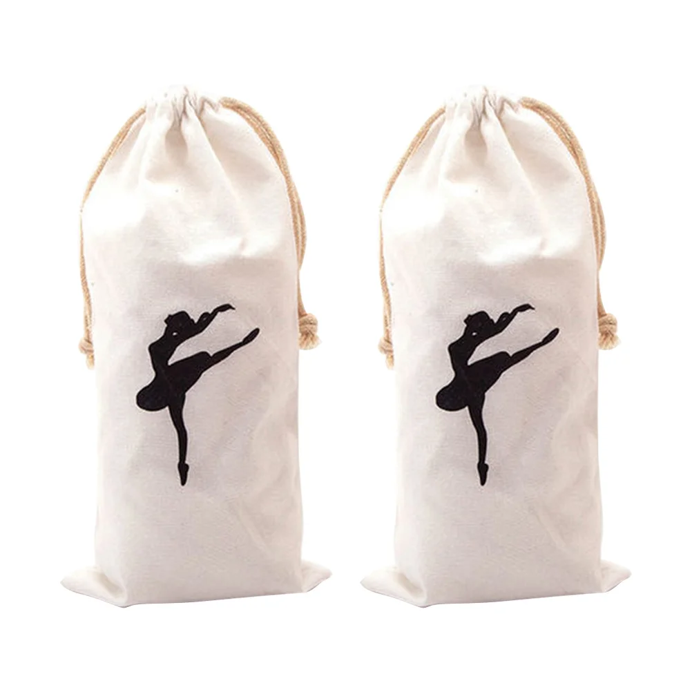 

2Pcs Dance Bag Point Shoe Bags for Ballet Girl Canvas Bags Drawstring Dance Bags
