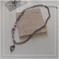 purple love pendant necklace for women new color beads stitching niche personality temperament clavicle chain gothic accessories
