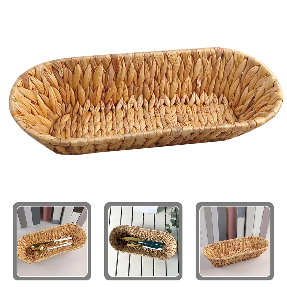 

Woven Fruit Basket Fork Basket Snack Basket Knitting Bread Basket Desktop Holder