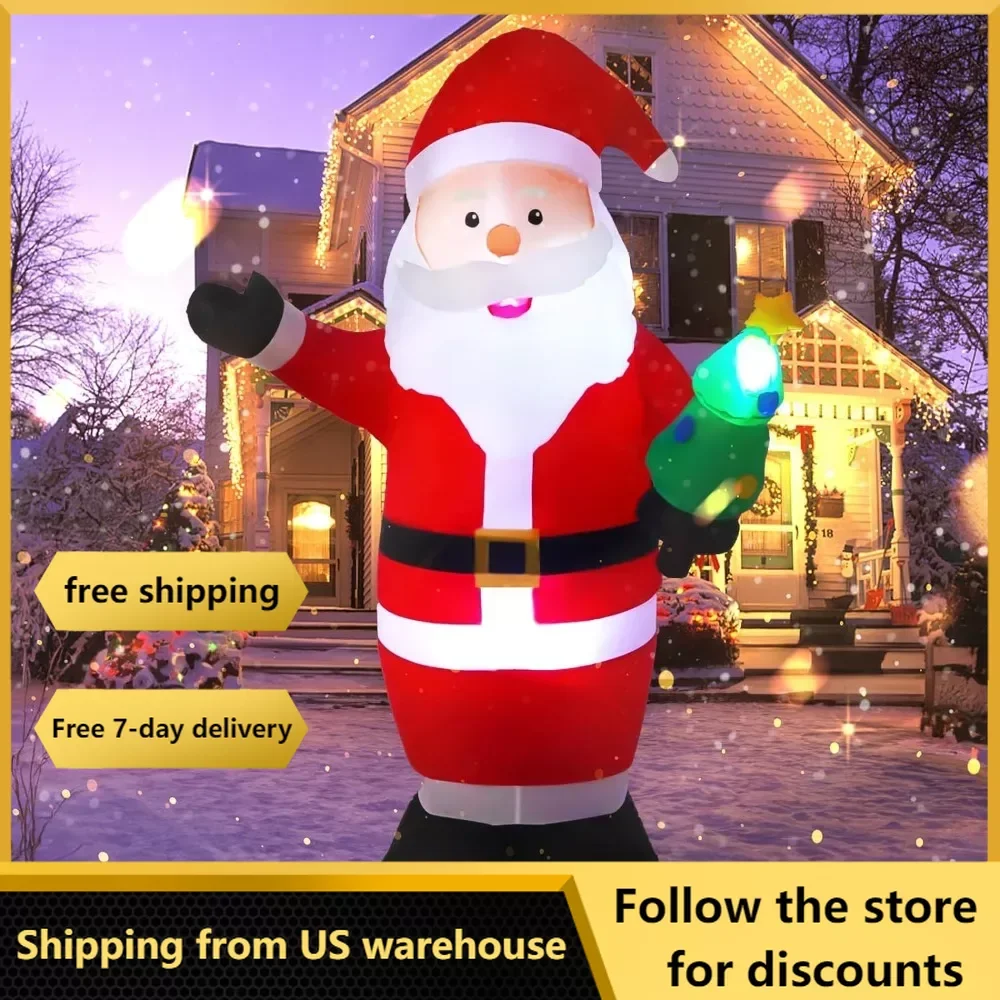 

8FT Christmas Inflatable Santa Claus Holding Xmas Tree, Built-in LED Lights, for Xmas Holiday Garden Lawn Patio Decor
