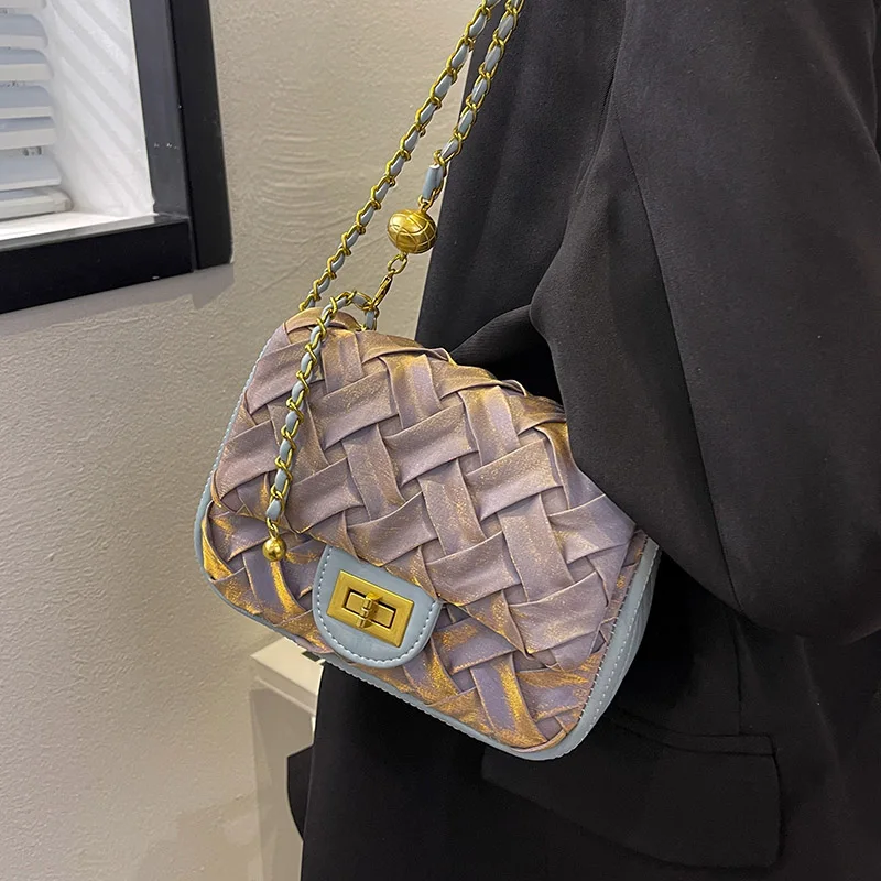 

Weave Small Soft Fabric Crossbody Bags for Women 2022 Brand Trendy Summer Fashion Brand Designer Evening Shoulder Bag Handbags