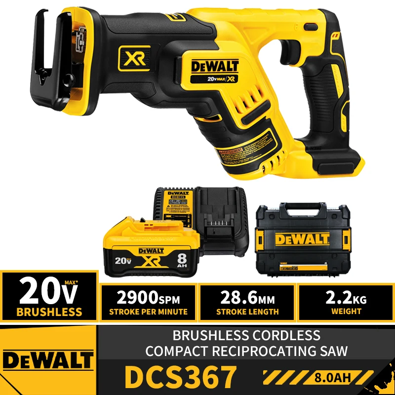 

DEWALT DCS367 Brushless Cordless Compact Reciprocating Saw 20V Lithium Power Tools 2900SPM With Battery Charger