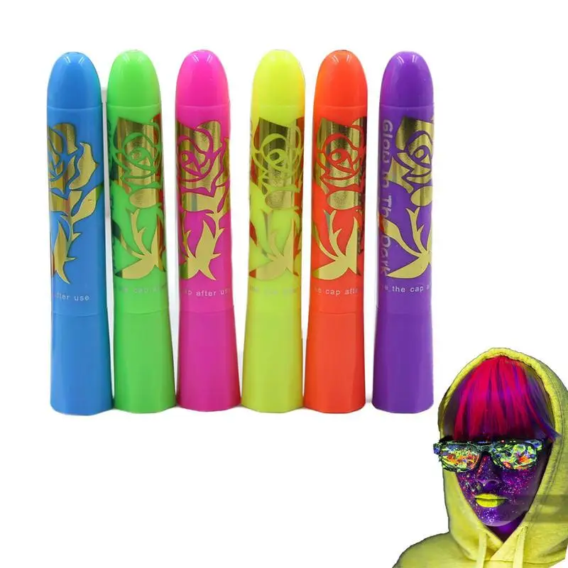 

Face Painting Kit Washable Neon Paint Stick 6PCS Makeup Supplies For Birthday Mardi Gras Masquerades Halloween Parties