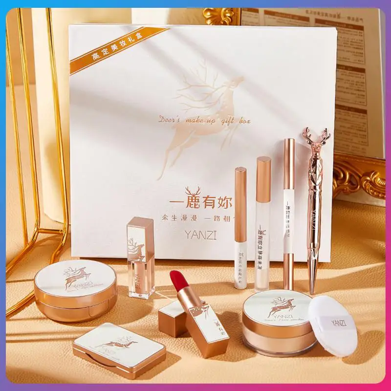 

Cosmetic Set Air Cushion BB Cream Concealer Eyeliner Mascara Eyebrow Pencil Eyeshadow Lipstick Valentines Makeup Gift Kit TSLM1