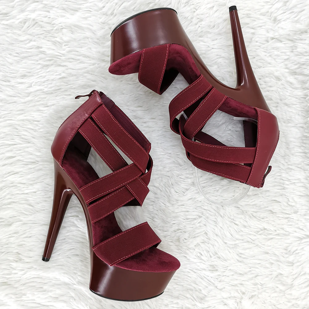 Leecab 6Inch/15cm cross lace upper with zipper  High Heels  Party Sexy Clubbing Exotic Pole Dancing Dancer Sandals