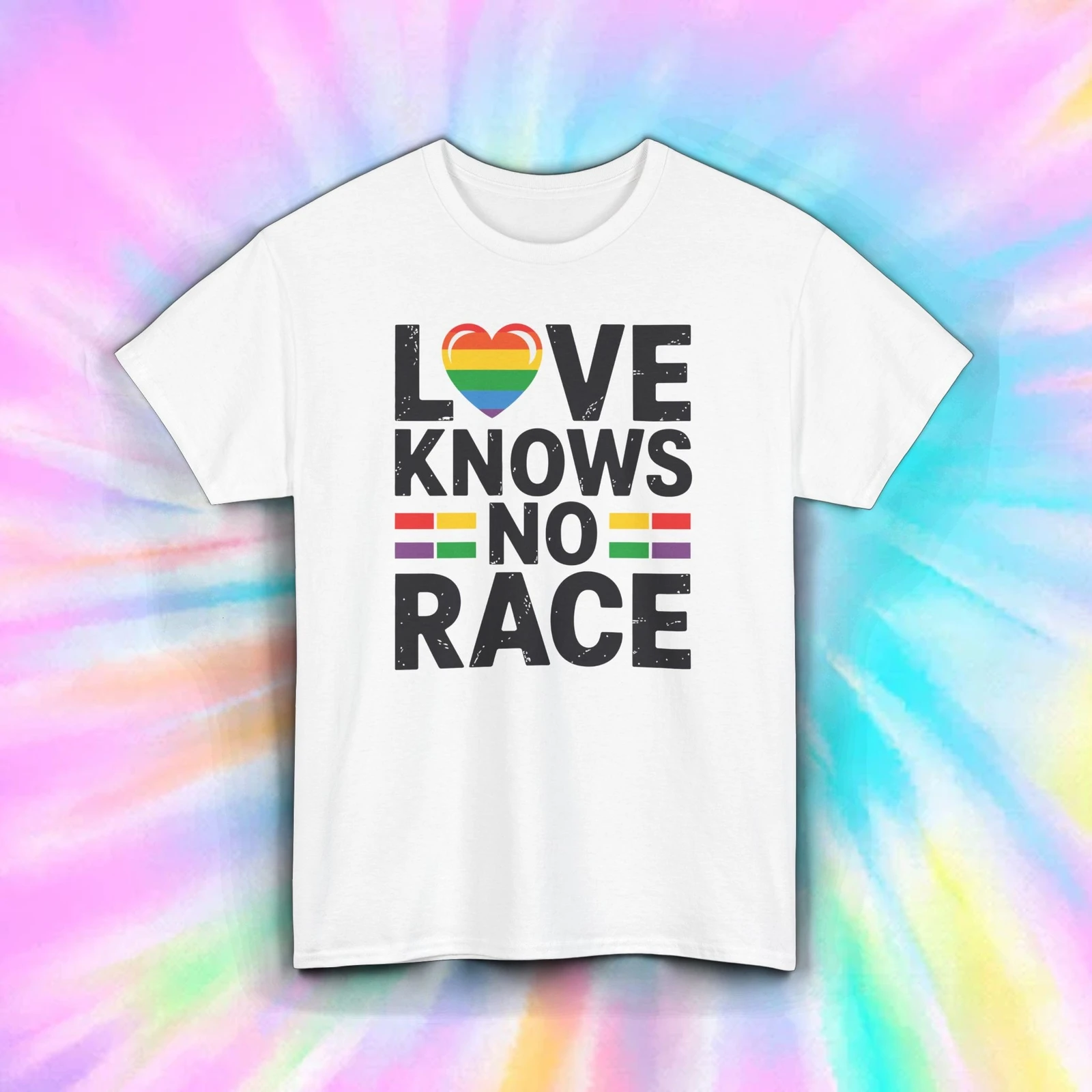 Фото Рубашка Love Knows No Race Футболка Pride Equality с рисунком радужного сердца S-5XL №1
