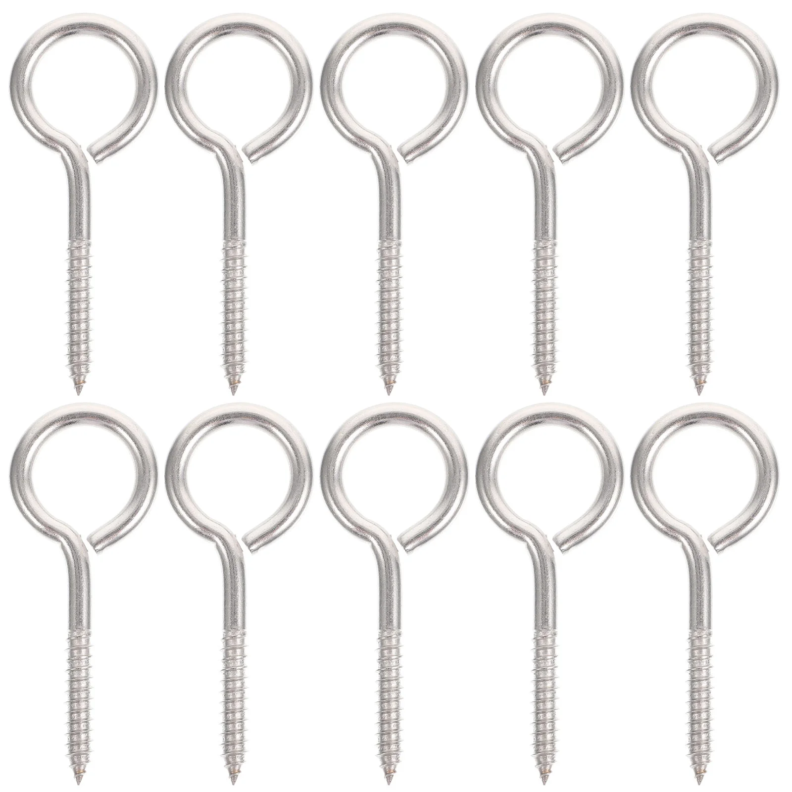 

10 Pcs Open Screw Stainless Steel Self Tapping Screws Mini Eye Hooks Metal Small