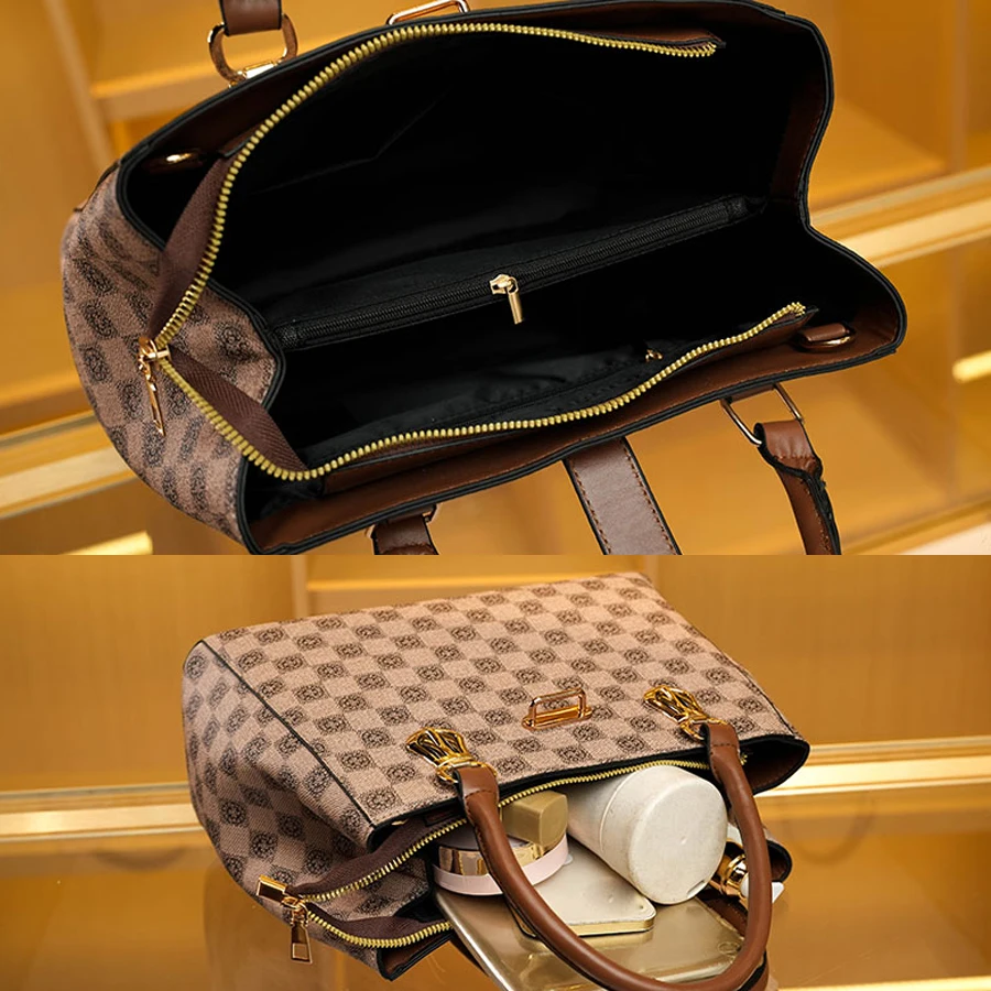 Вместительная сумка с принтом для женщин через плечо комплект из 3 предметов