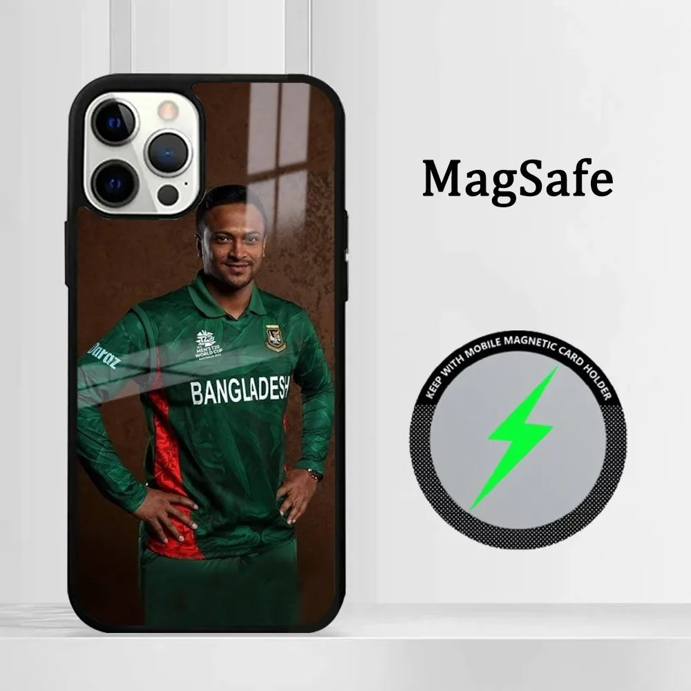 Чехол для телефона Cricketer Shakib Al Hasan iPhone 16 15 14 13 12 11 Pro Max Plus Mini Magsafe Mirror беспроводной