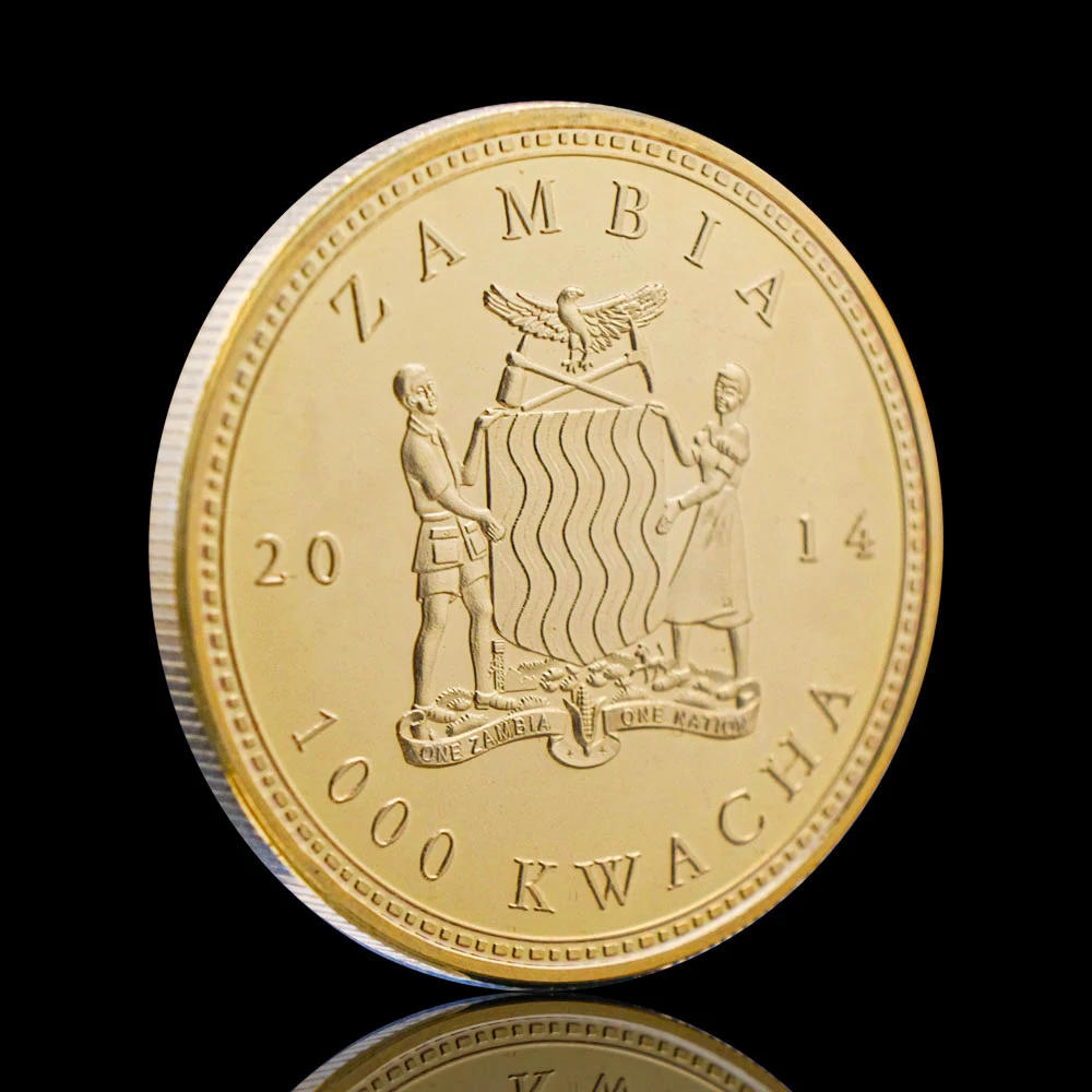 Позолоченные сувениры с африканскими дикими животными буйвола Замбия квача