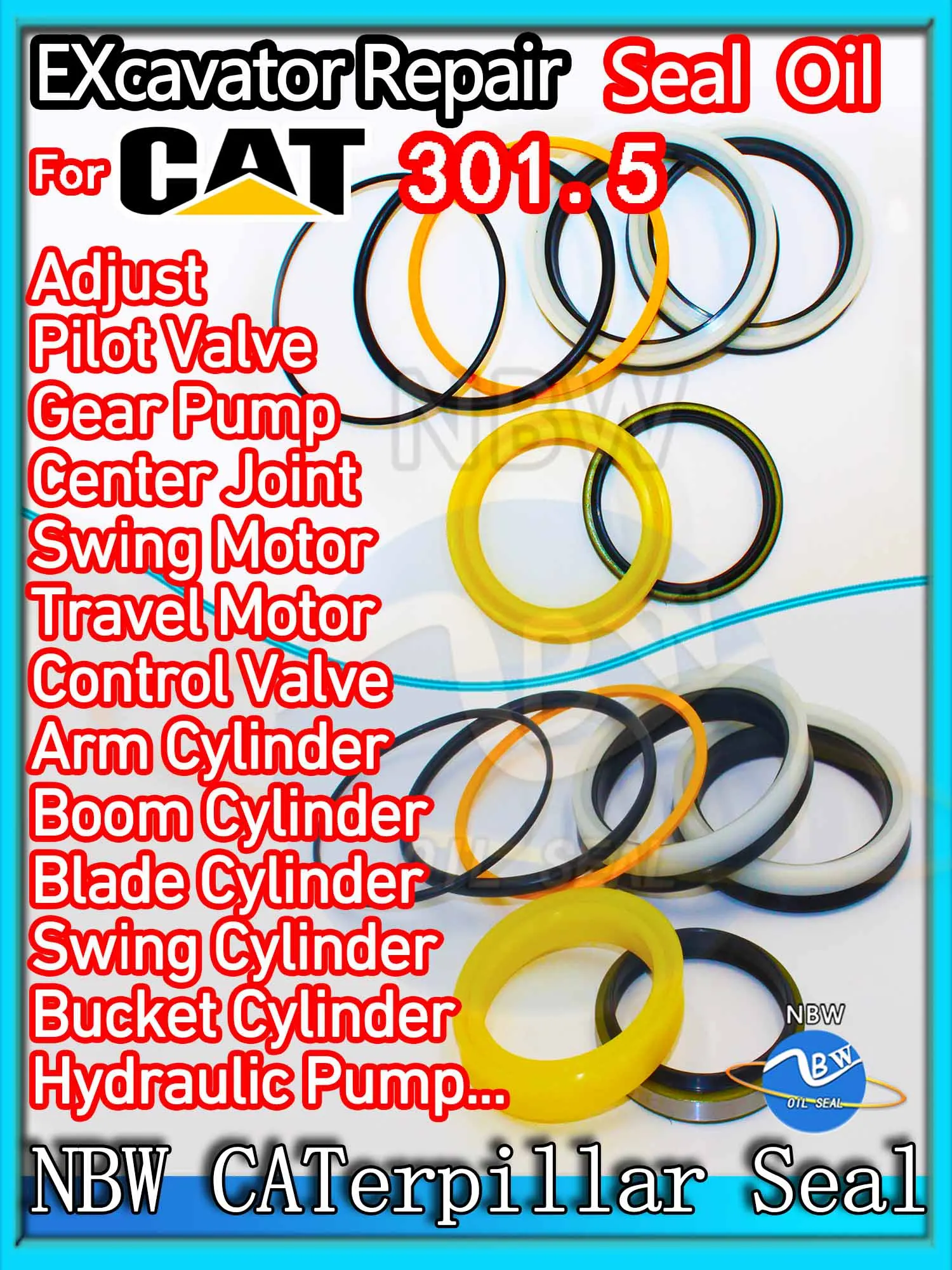 

For Caterpillar 301.5 Excavator Oil Seal Kit High Quality Repair Cat Center Joint Gasket Nitrile NBR Nok Washer Skf Service Tool