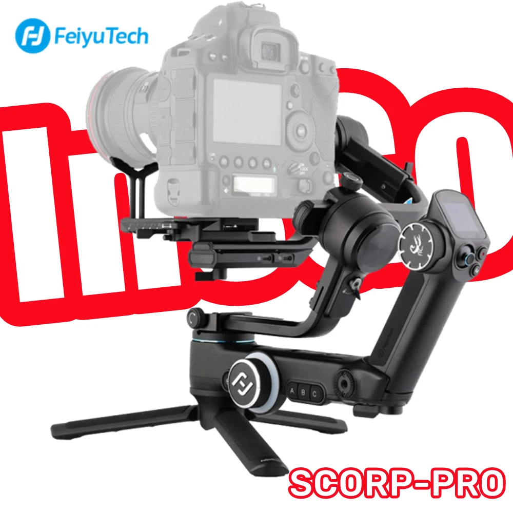 

FeiyuTech SCORP Pro 3-Axis Camera Gimbal Stabilizer for DSLR Mirrorless Cameras 10.6lb Load Detachable Remote OLED Screen Ctrl