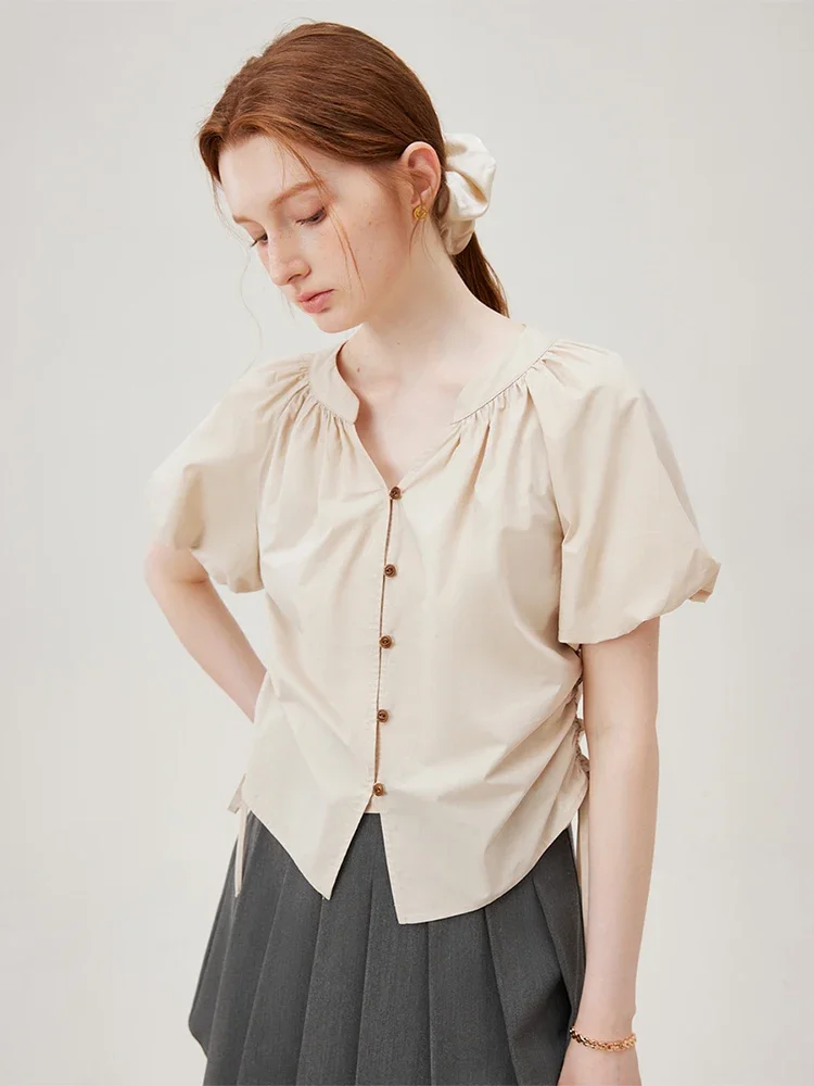 Женский Тонкий Топ с коротким рукавом V-образным вырезом